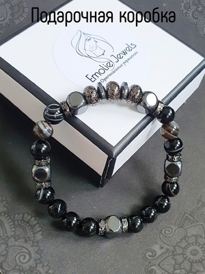 Стильный браслет талисман из натуральных камней  (агат, лава и гематит) для мужчин и женщин, идеальный подарок